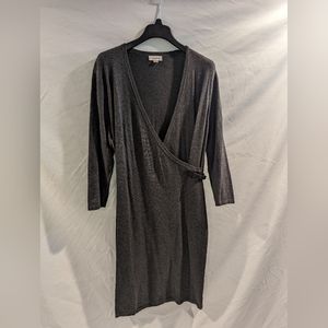 Women's XL Calvin Klein Gray Long Sleeve V-neck Dress